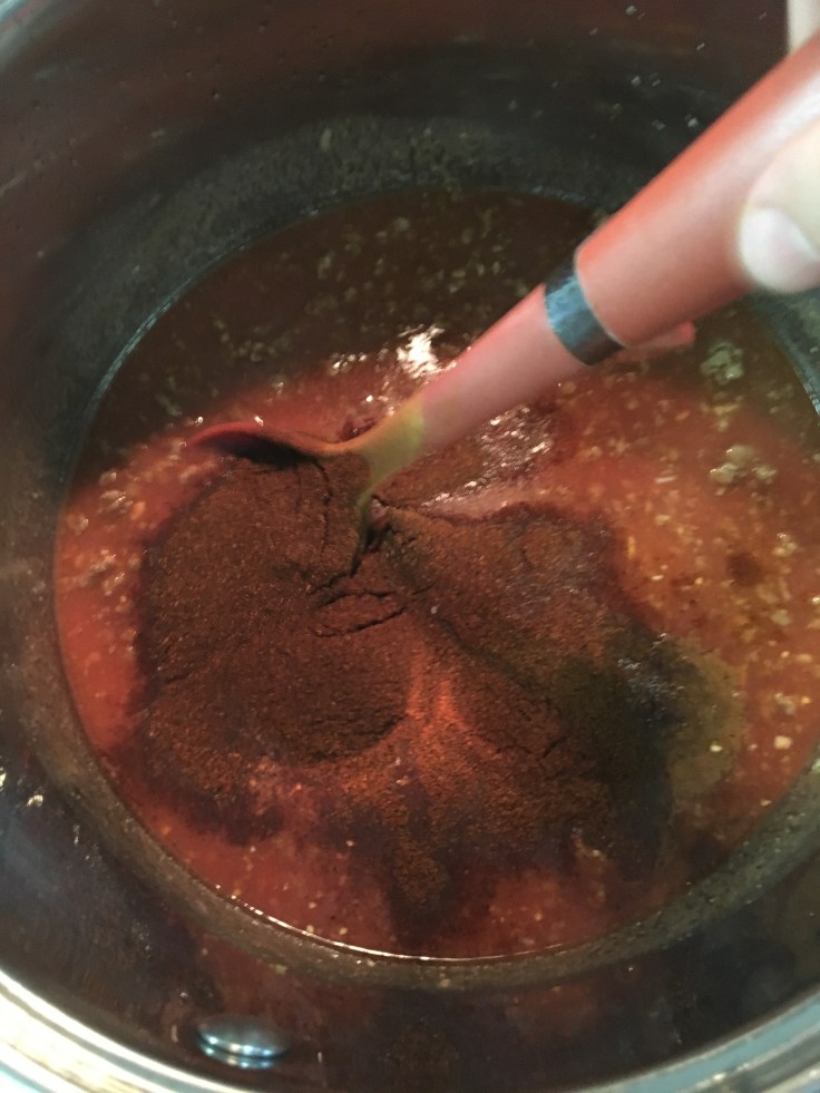 Chili powder and stir