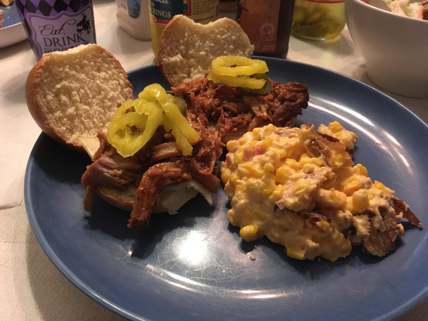 Pulled Pork sliders with cheesy corn