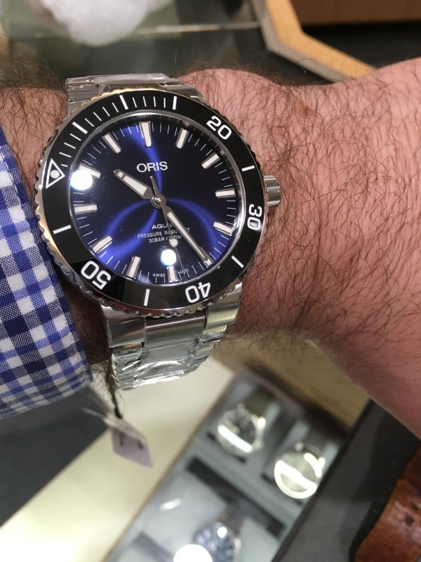 Oris Aquis Date on Wrist