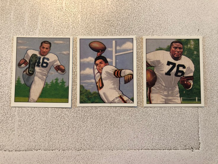 Lou Groza Otto Graham Marion Motley 1950 Bowman football cards