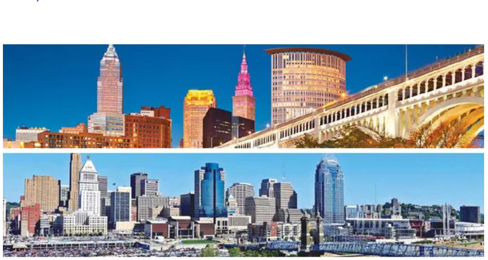 Cleveland skyline Cincinnati skyline