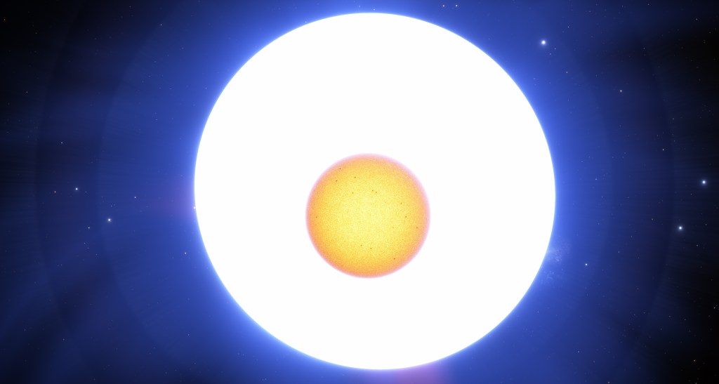 Space Engine Alcyone AAA and AAB components of triple star in Pleiades