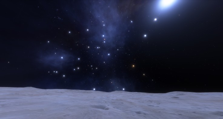 Space Engine view from a moon of Electra in Pleiades